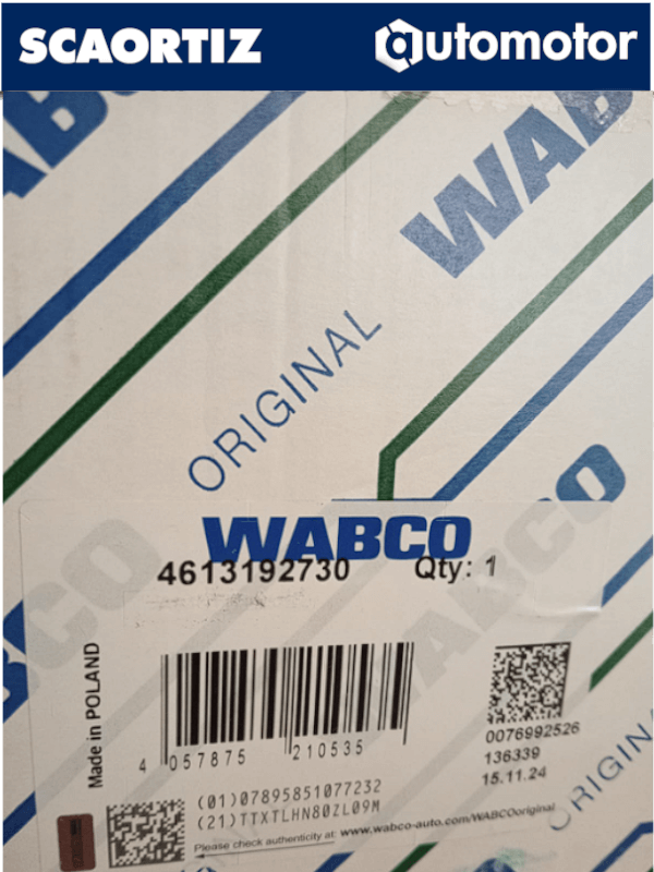 4613192730 Valvula de FRENO WABCO - Valvula de Freno Wabco Referencia: 4613192730