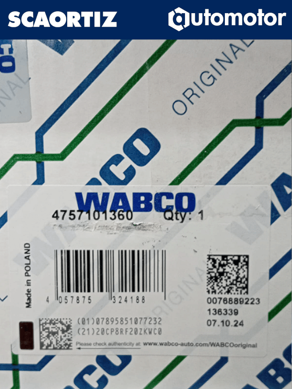 Valvula 4757101360 wabco camiones