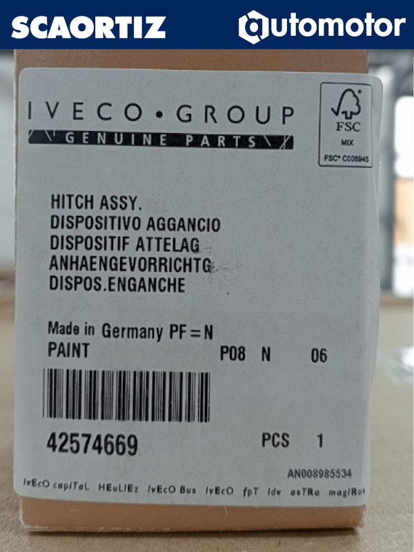 Dispositivo de Enganche Iveco Referencia: 42574669