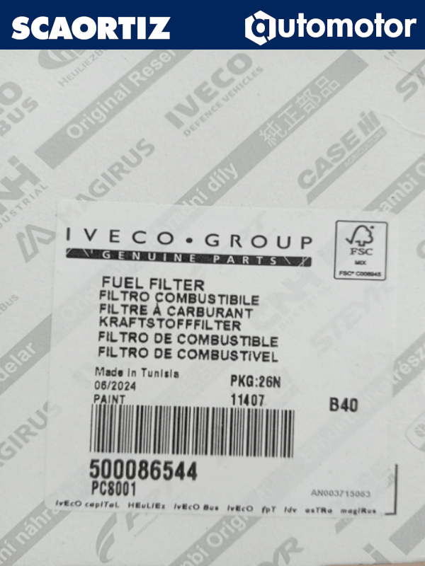 Filtro  Iveco Referencia: 500086544