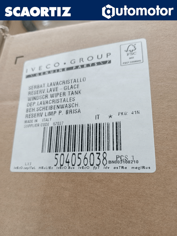Deposito Limpia Cristales Iveco Referencia: 504056038