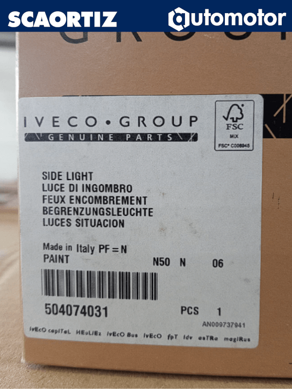 Faro Lateral Iveco Referencia: 504074031