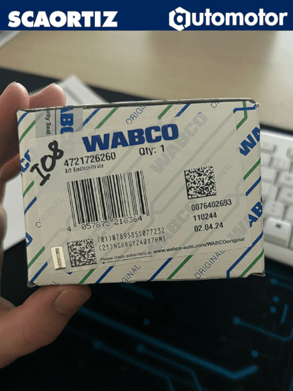 Electrovalvula Wabco Referencia: 4721726260